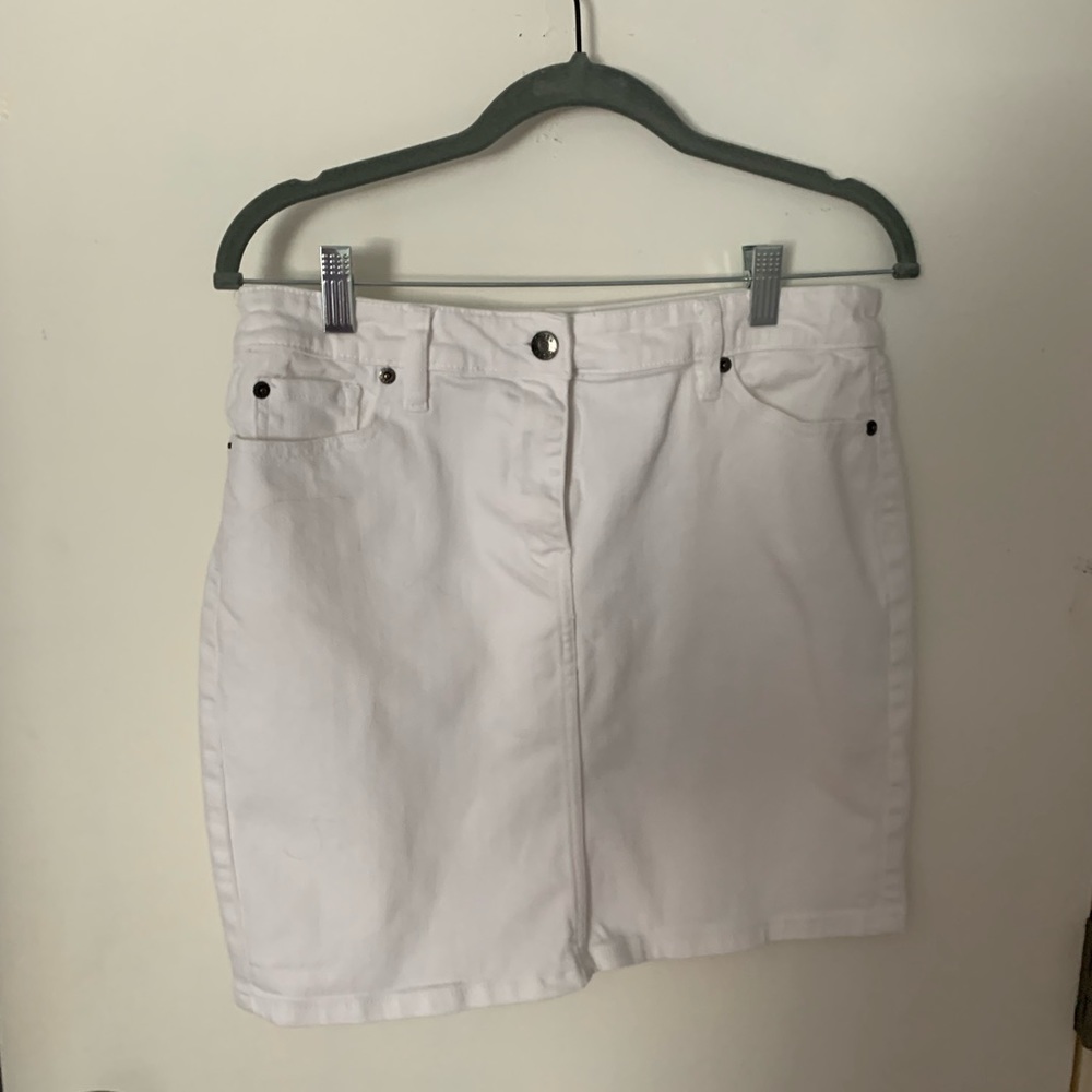 Jcrew white denim mini skirt